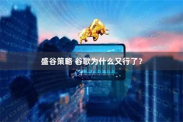 盛谷策略 谷歌为什么又行了？
